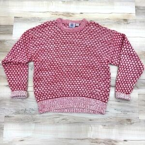 Vintage 80/90s Cape Isle Knitters Cotton Beach Sweater Crewneck pink textured XL